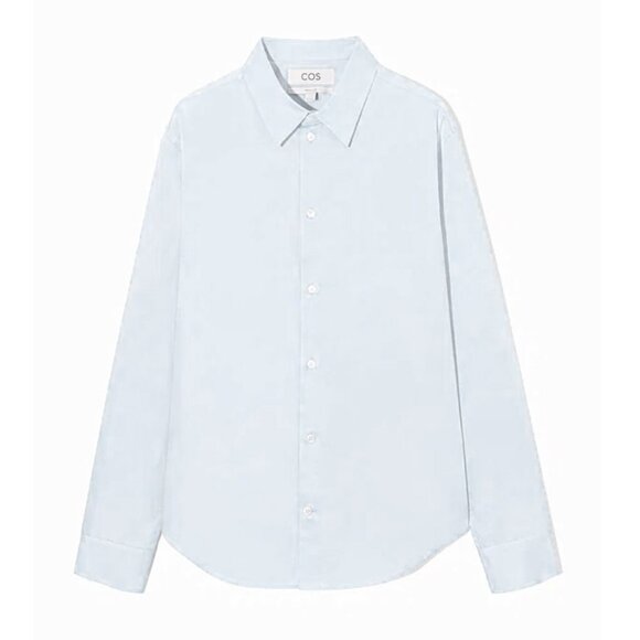 COS Men's Light Blue Long Sleeve Button Down Poplin Shirts - Picture 4 of 9